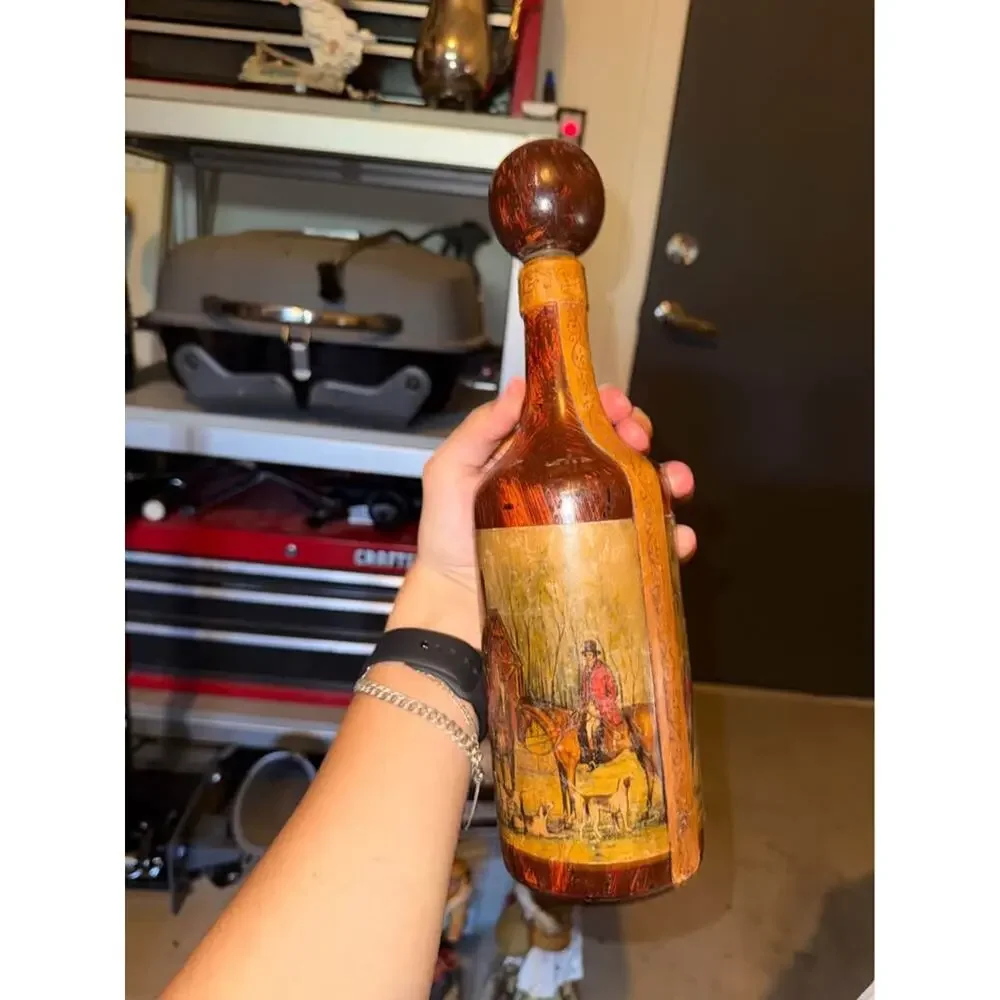 Italian Decanter From The 1970’s Vintage Barware Leather Wrapped Bottle Man Cave